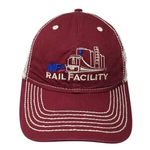 MFA Rail Facility Strapback Trucker Hat Red One Size Mesh Back Outdoor